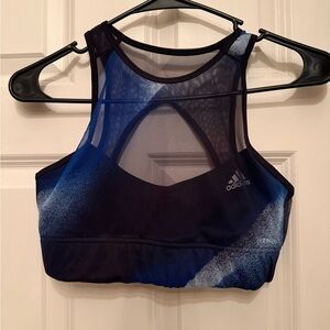 Adidas Black and Blue Mesh Sports Bra